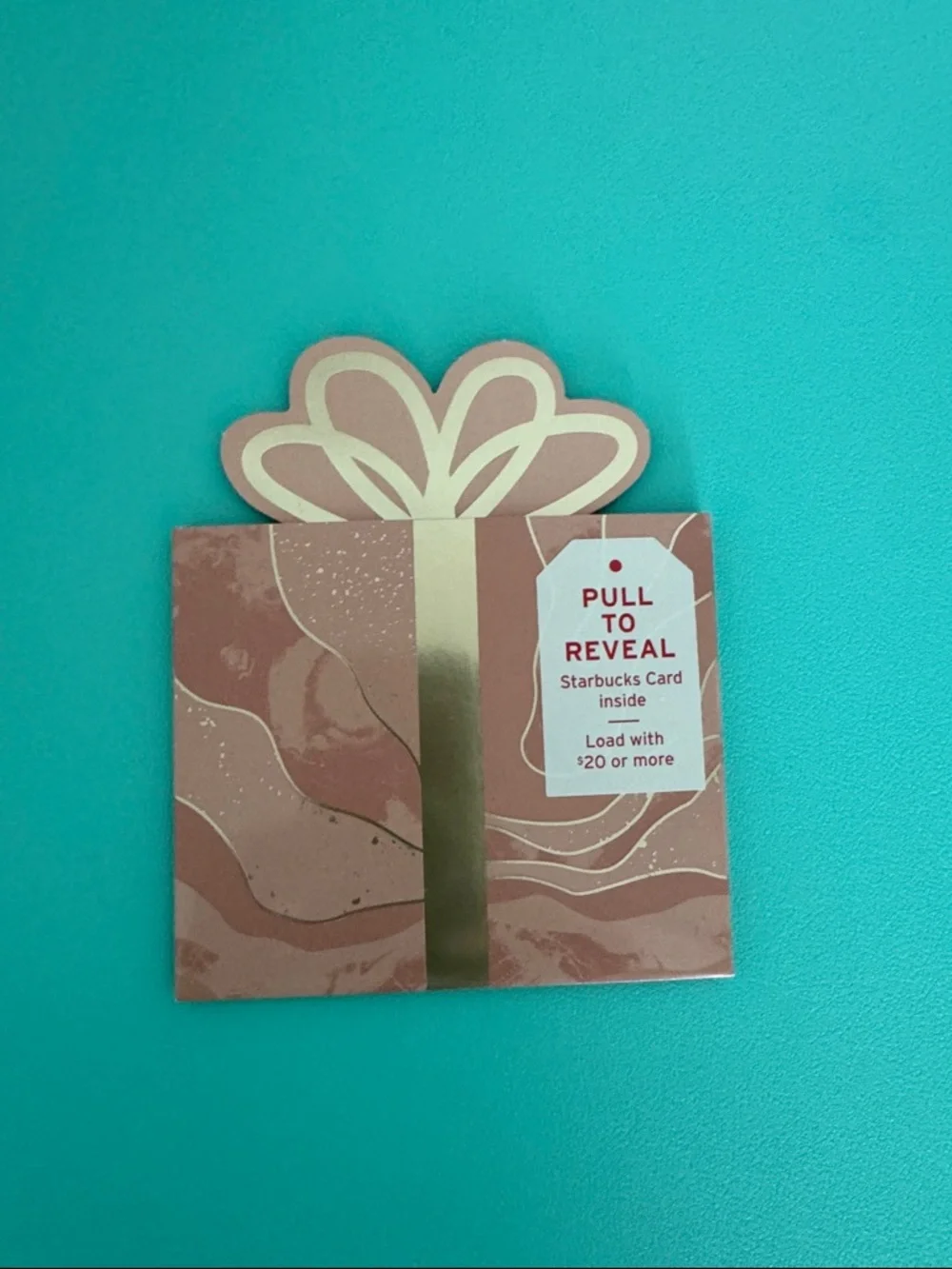 Starbucks Christmas Rose Pink Gift Box Card Holder with Gold Accent